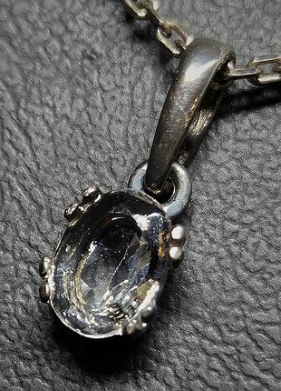 Кулон серебряный с природным топазом, ручная работа, женский мужской черненое серебро