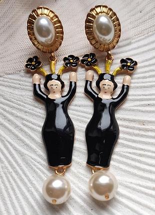 Сережки в стилі christian lacroix , гейша 9,5 см