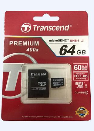 Карта памяти sd-adapter microsdhc 1 uhs-i class 10 transcend (64gb)