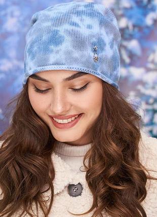 Шапка «лирида тай-дай» (5007-2) синий + серый