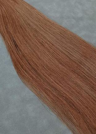 Натуральные волосы для наращивания в срезе 65 см, 50 г, #медно-рыжий