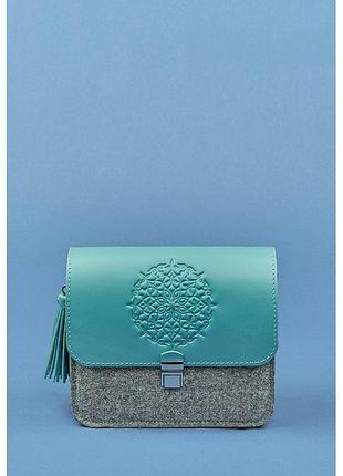 Женская кожаная бохо-сумка лилу фетр+кожа виноград тиффани