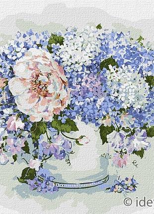 Картина по номерам голубая гортензия елена вавилина идейка 40 х 40 kho3157