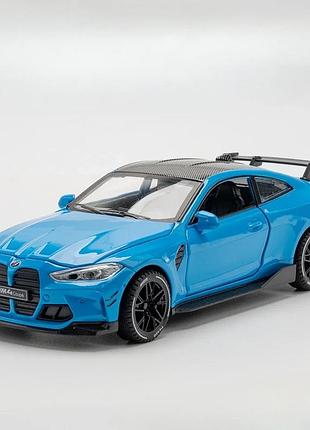 Металлическая модель bmw m4 1:32 со звуком и светом — синий спорткар, инерционный механизм