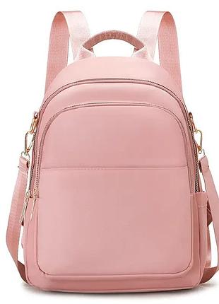 Рюкзак-сумка нейлоновый женский jingpin городской серый розовый