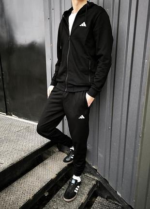 Чоловічий спортивний костюм adidas чорний (капюшон)