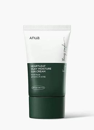 Увлажняющий солнцезащитный крем anua heartleaf silky moisture sunscreen spf 50+ pa++++ 50 мл (bt20450)