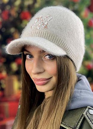 Пушистая бейсболка «нью-йоркер» (4955-1) кремовый