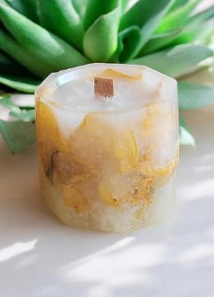 Декоративная свеча "желтая гармония" - 5*5,5 см, 15 часов горения, с ароматом мандарин