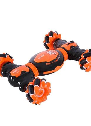 Игрушечная машина перевернешь на радиоуправлении со светом машинка на пульте управление для мальчика оранжевый