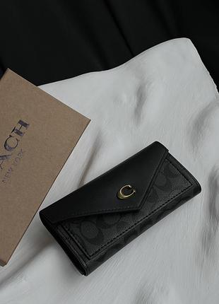 Женский кожаный кошелек с визитницей коуч портмоне для женщины большой кошелек клатч для девушки coach