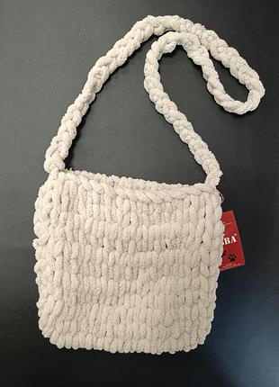 Вязаная сумка с длинной ручкой - ручная работа
