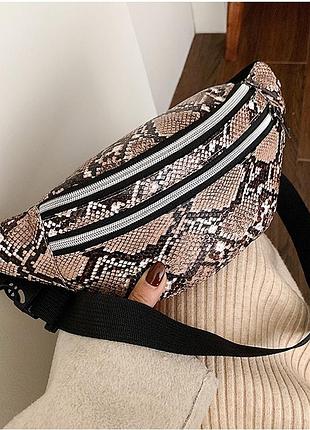 Поясна сумка (бананка) жіноча еко бежевий шкіра( 0299 )