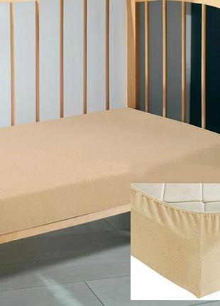 Детская простынь на резинке 60х120х10см махровая ярослав бежевый