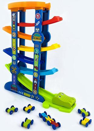 Скоростной спуск трек с машинками многоуровневый для малышей