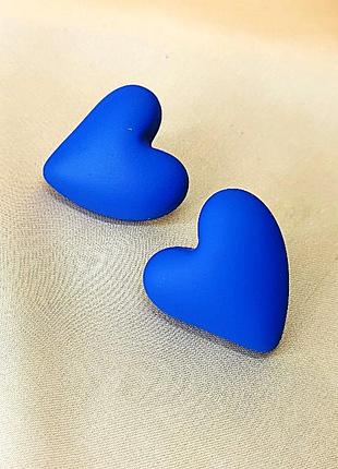 Сережки бижутерия синие сердечки