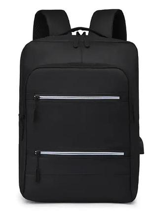 Чоловічий рюкзак міський щільний молодіжний місткий повсякденний для ноутбука чорний usb geerdun