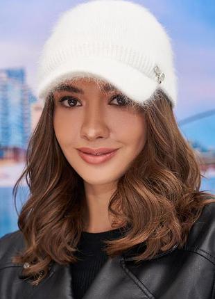 Теплая пушистая бейсболка «долорес» (4955) белый