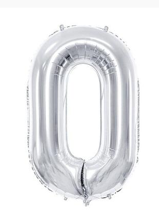 Цифры фольгированные 0 серебро 32"