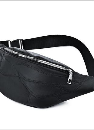 Поясна сумка (бананка) жіноча натуральна шкіра чорний( 0601 )