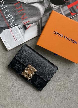Женский маленький кожаный кошелек louis vuitton брендовый кошелек для девушки луи витон черный