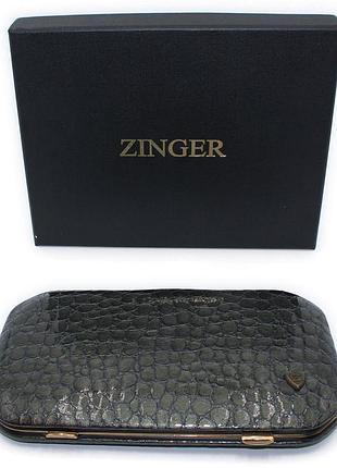 Маникюрный набор 10 инструментов zinger msfe-801 g глянцевый футляр из натуральной кожи