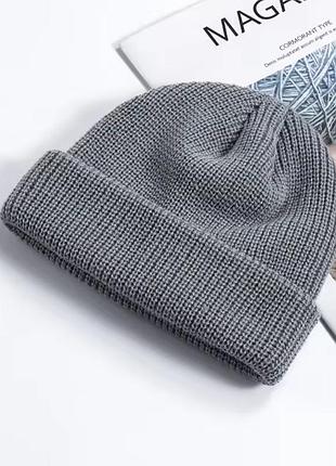 Шапка тренд в стиле вязаная короткая бини beanie docker докер ка до ушей как у монатика кусто леона зима осень