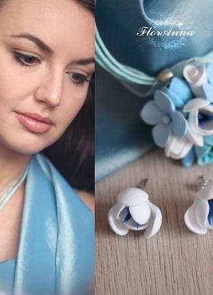 Комплект біжутерії ручної роботи "ніжне хмара"(сережки+кулон)