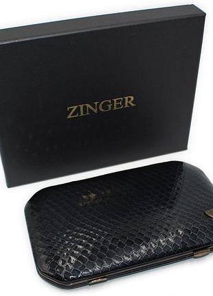 Набор для маникюра профессиональный zinger 10 инструментов кожаный футляр темно синего цвета