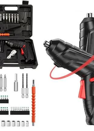 Акумуляторна дриль-викрутка з набором 48 елементів – мінішуруповерт 3,6в у кейсі