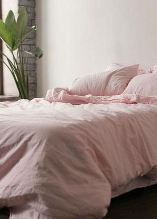 Постельное белье из льна розовый сапфир двуспальный евро