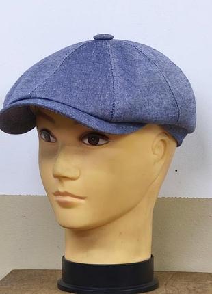 Кепка мужская восьмиклинка хулиганка 8 клинка comfort heads весенняя летняя лён льняная синий синяя 61