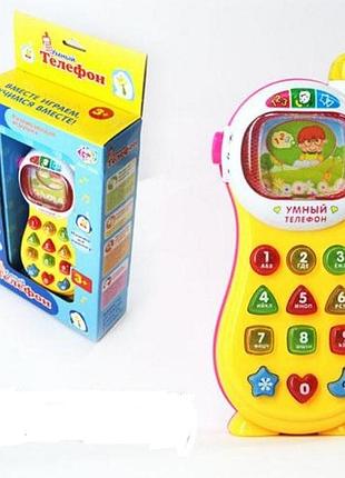 Умный телефон play smart, цифры, буквы, фигуры, корпус розовый (7028)