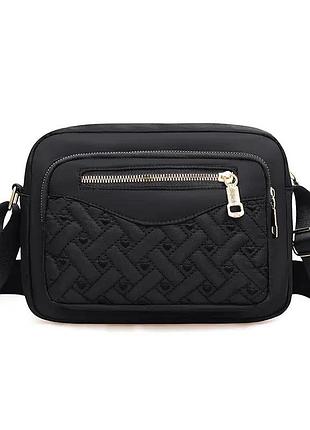 Женская нейлоновая сумка на плечо jingpin текстильная кросс-боди тканевая черная повседневная