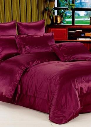 Постельное белье шелковый атлас burgundy семейный