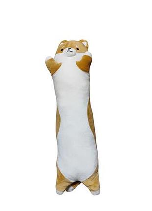 Іграшка обіймашка кіт батон собака корги батон антистрес 70 см my kigu плюшевий коричневий