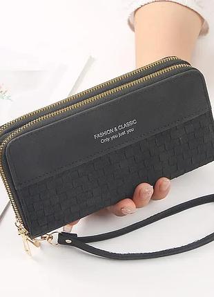 Жіночий гаманець brand classic c відділення для телефону чорний