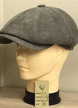 Кепка мужская восьмиклинка хулиганка вельветовая серая 2 олива демисезонная comfort heads весна осень слимтекс 58см.