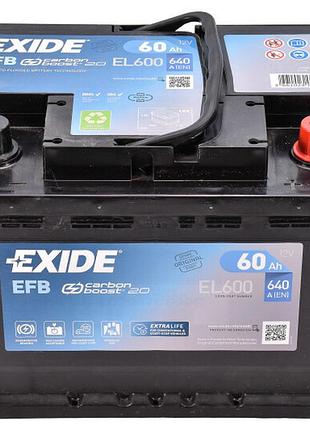 Акумулятор 60ah-12v exide efb (242х175х190), r, en640