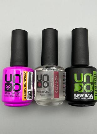 Набор 3в1 uno (топ diamond, база rubber, праймер), 15 мл