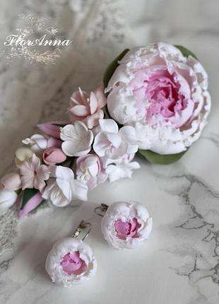 "фантастическая феерия" серьги + заколка/брошь. оригинальный подарок девушке