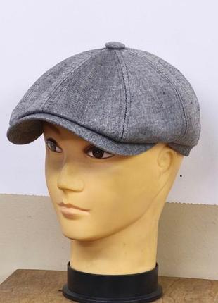 Кепка мужская восьмиклинка хулиганка 8 клинка comfort heads весенняя летняя лён льняная серый серая 60