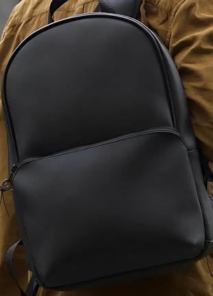 Чоловічий рюкзак шкіряний міський чорний 42*28*14см david polo 17 літрів | 00191