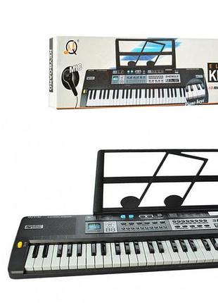 Обучающий музыкальный инструмент для детей синтезатор детский на 61 клавишу с микрофоном функция записи usb питание