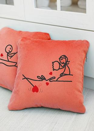 Набор подушек для влюбленных «рыбалка» подушки для влюбленных 2 шт в наборе персиковый