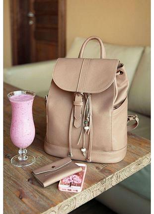 Стильный городской рюкзак из натуральной кожи олсен оникс крем-брюле