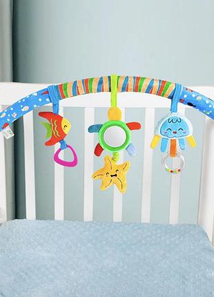 Дуга игрушка для детской кроватки коляски игрового центра с музыкальными ефектами морские жители