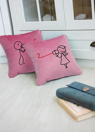 Подушки парные для влюбленных для влюбленных «связь» подушки на день святого валентина флок розовый