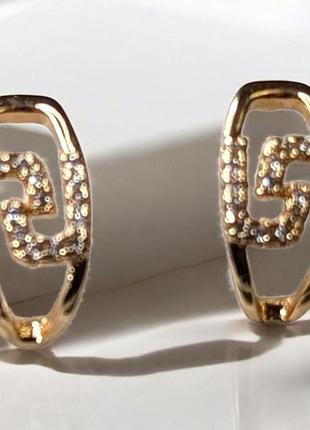 Сережки классические золотистие xuping, медицинское золото, ксюпинг 1.5 см сережки з маленькими камінцями