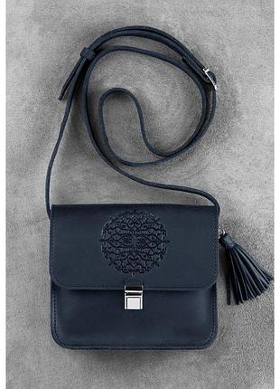 Кожаная сумка через плечо бохо лилу (кожа krast) виноград ночное небо